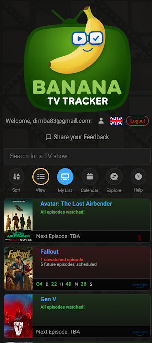 Banana TV Tracker Screenshot 1