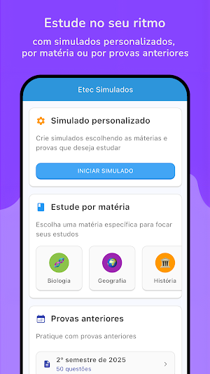 Etec Simulados Vestibulinho Screenshot 1
