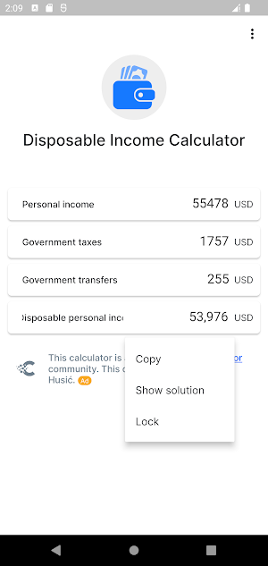 Disposable Income Calculator Screenshot 1