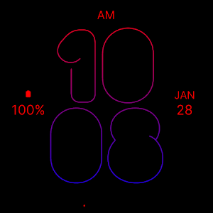 Skinny Blue Red Watch Face Screenshot 3