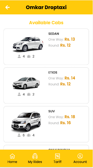OMKAR - ONE WAY TAXI BOOKING Screenshot 2