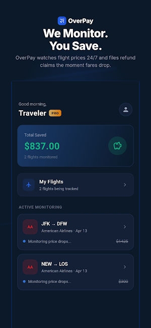 Overpay - Flight Price Tracker Screenshot 0