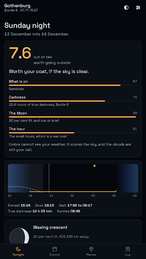 Umbra: Sky Almanac & Alerts Screenshot 2
