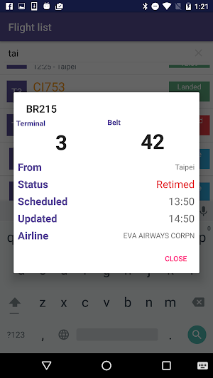 Changi Airport Flight Status Screenshot 3