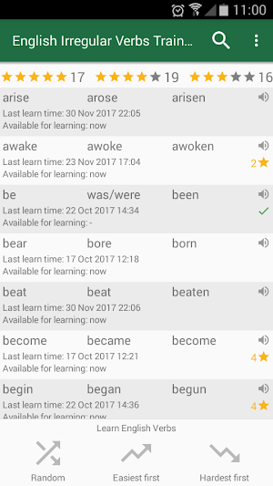 English Irregular Verbs Conjugation Trainer Screenshot 0