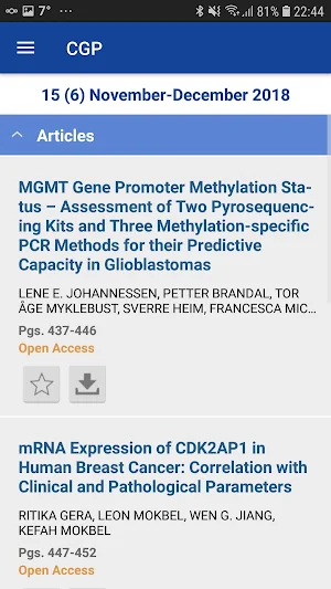 Cancer Genomics & Proteomics Journal Screenshot 2