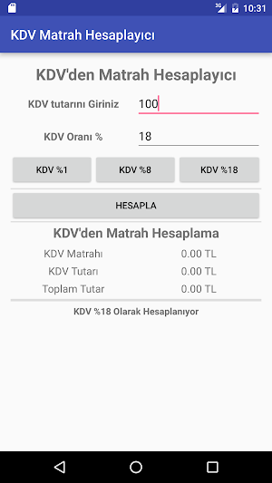 KDV den Matrah Hesaplama Screenshot 0
