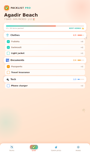 Packing List: Travel Checklist Screenshot 1
