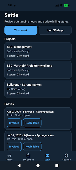 ProjectCheck Timetracking Screenshot 2