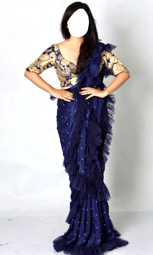 Women Ruffle Saree Photo Suit Screenshot 1