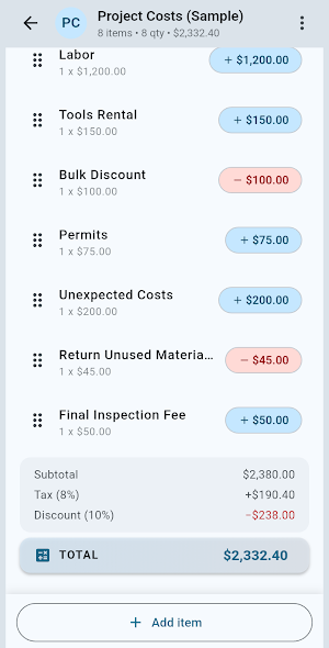 List Calculator Screenshot 2