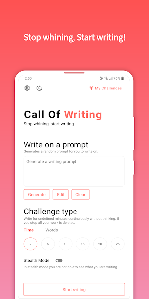 Call Of Writing - Say Goodbye To Writer's Block Screenshot 0