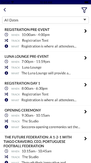 Soccerex Events Screenshot 2