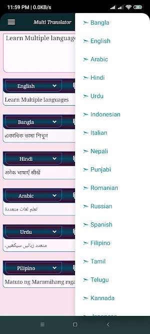 Multiple languages translator Screenshot 1