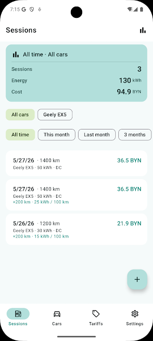 Volti — EV Charging Log Screenshot 0