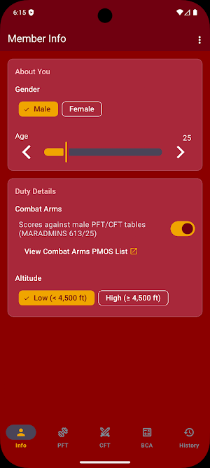 Fitness Calc for Marines Screenshot 0
