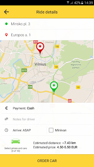 eTAKSI - get taxi in Lithuania Screenshot 0
