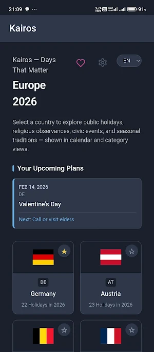 European Holidays and Calender Screenshot 0