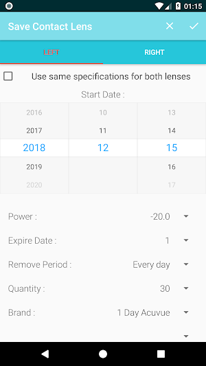 Contact Lens Tracker Screenshot 1