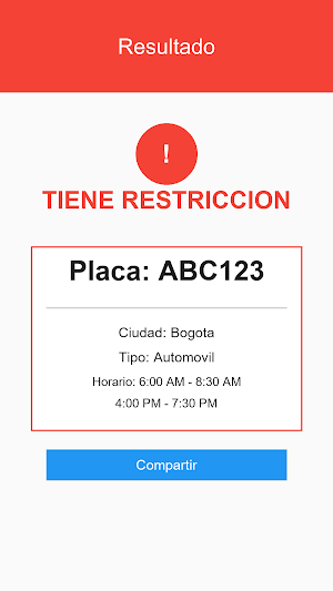 Pico y Placa Colombia Screenshot 3