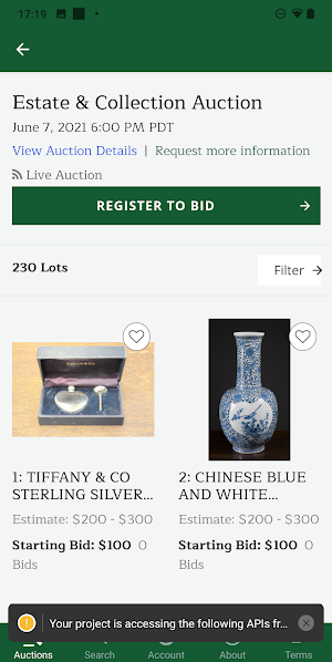 O’Gallerie Live Bidding Screenshot 2