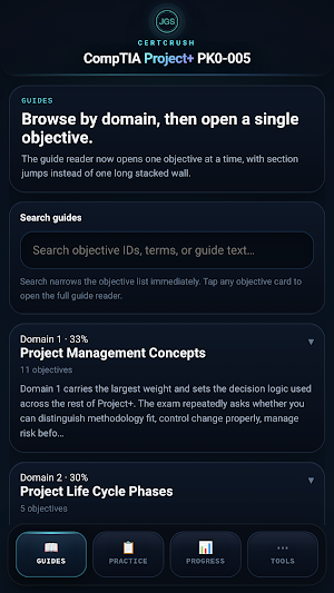 CertCrush: Project+ PK0-005 Screenshot 0