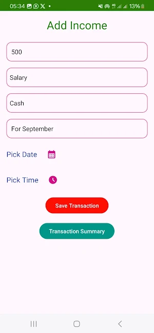 Personal Finance Tracker Screenshot 2