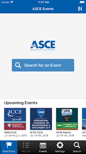 ASCE Conferences and Events Screenshot 0