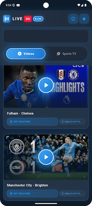 Live NFL NCAA NBA US Streams Screenshot 1