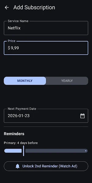 Subscriptions Tracker Screenshot 1