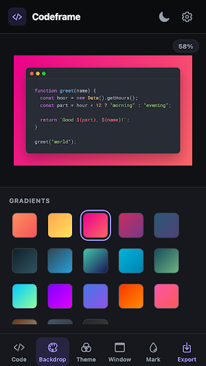 Codeframe: Code Screenshots Screenshot 1
