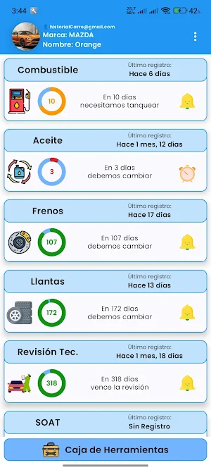 Historial Carro Mantenimientos Screenshot 0