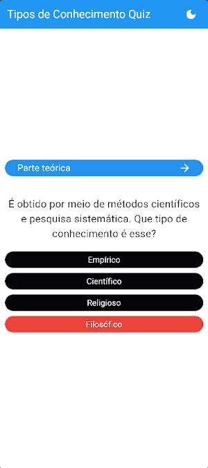 Tipos de Conhecimento Quiz Screenshot 1