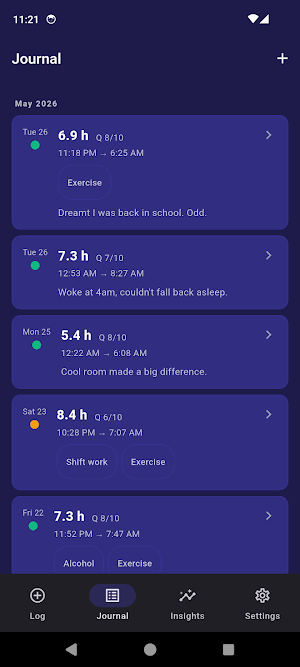 SleepRight: Sleep Journal Screenshot 1
