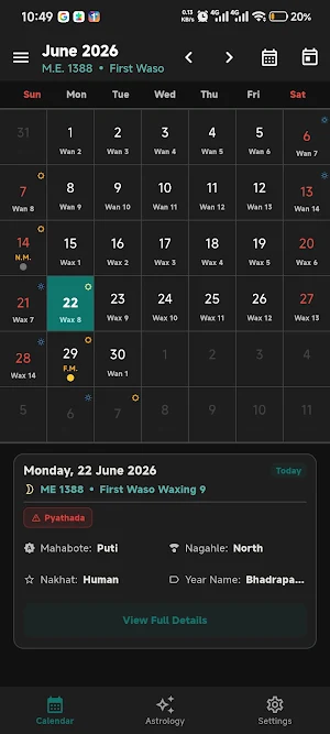MM Calendar နှစ်၁၀၀ပြက္ခဒိန် Screenshot 3