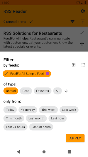 RSS Reader - Offline news with background sync Screenshot 1