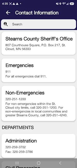 Stearns County Sheriff Screenshot 1