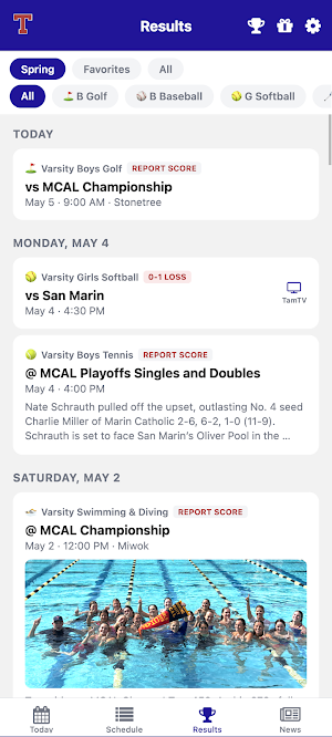 Tam Sports App Screenshot 0