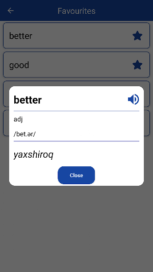 English-Uzbek Dictionary Screenshot 1