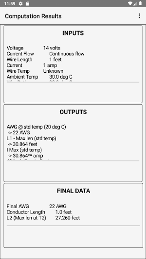 American Wire Gauge (AWG) Calculator Screenshot 3