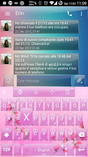 Keyboard Theme Glass Pink Flow Screenshot 1