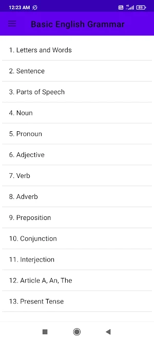 Basic English Grammar Screenshot 0