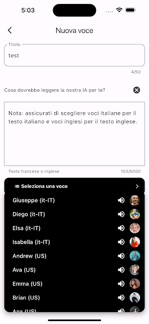 Testo in parlato naturale Screenshot 0