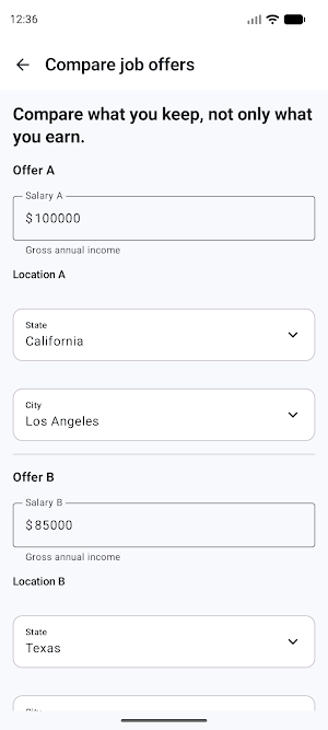 Salary vs Cost of Living USA Screenshot 1