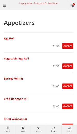 Happy Wok Madison Ordering Screenshot 1