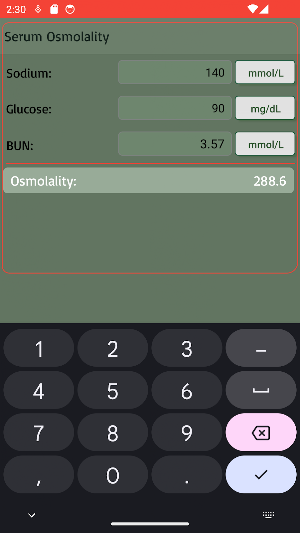 Osmolality Calculator Screenshot 0