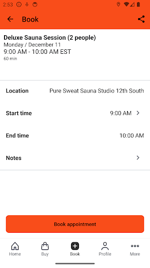 Pure Sweat Sauna Studio Screenshot 2