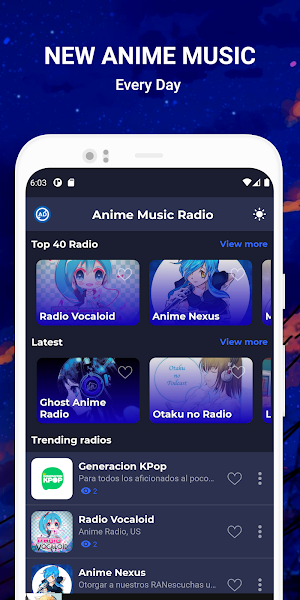 Anime Music Radio - JRock K-POP JPOP LoFI stations Screenshot 2
