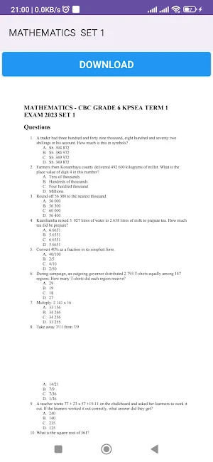 CBC Grade 6 Exam Papers Screenshot 2