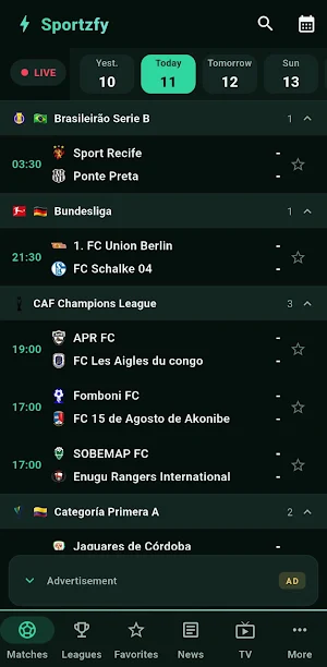 Sportzfy TV Live Football HD Screenshot 2